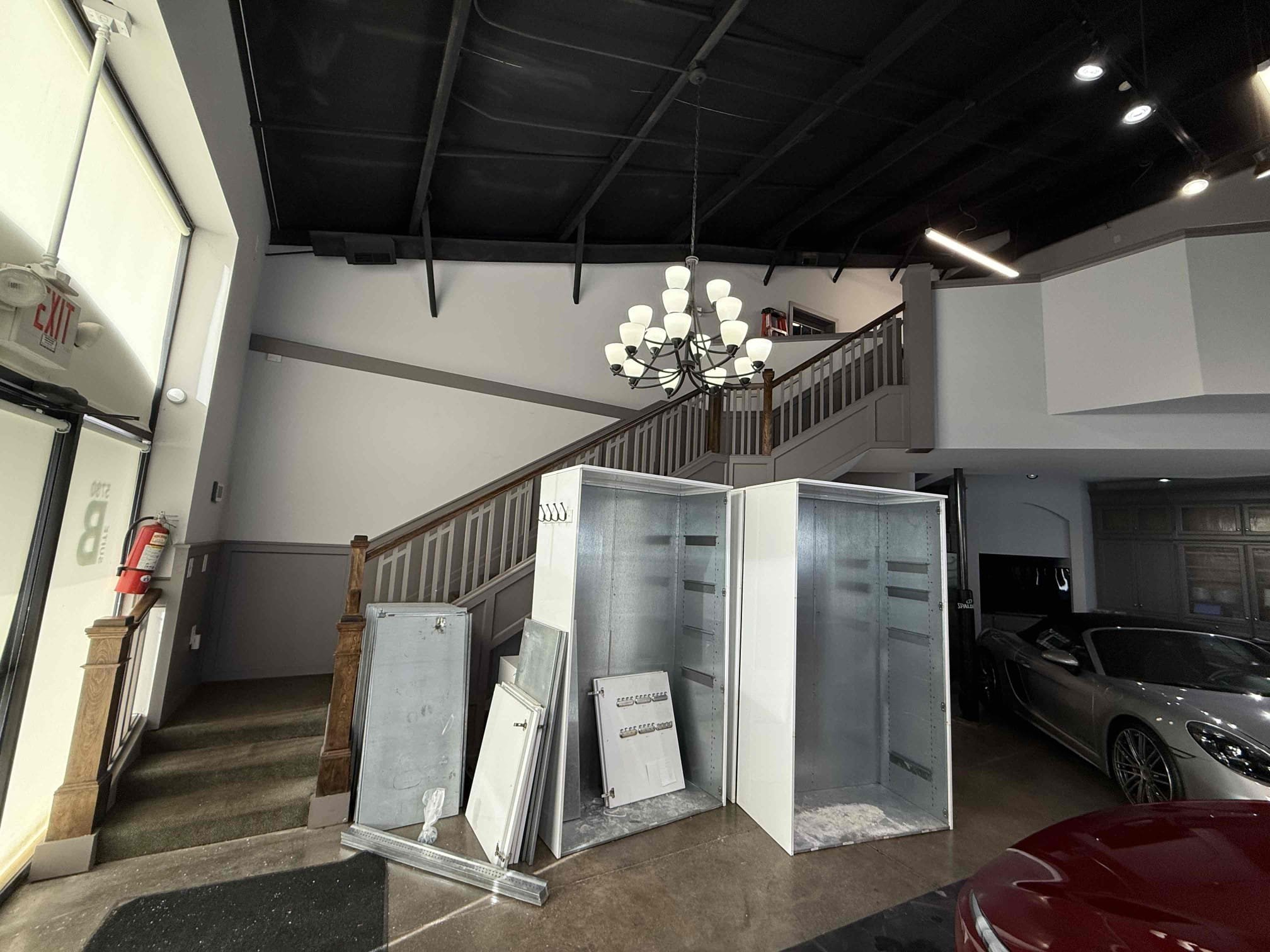 On arrival inspected heat pump and discovered there is no heat pump on site. Air conditioner only and it is currently cycling with heat call. Inspected thermostat and thermostat is sending both heat and cooling call. Believe problem was discovered during summer because the gas is shut off to the furnace. Additional problem with system, the blower motor is not cycling, ( 15mfd @15.06 ) which is likely what caused the unit to freeze because there is an outdoor ambient kit installed to prevent freezing during cold weather. Due to the age and the amount of failed parts recommending replacement as well as the uncertainty of furnace conditions with the gas being turned off. If repairs were made combustion should be performed on furnace.
Furnace on landing on top floor 10ft ladder required/duct jack for replacement 