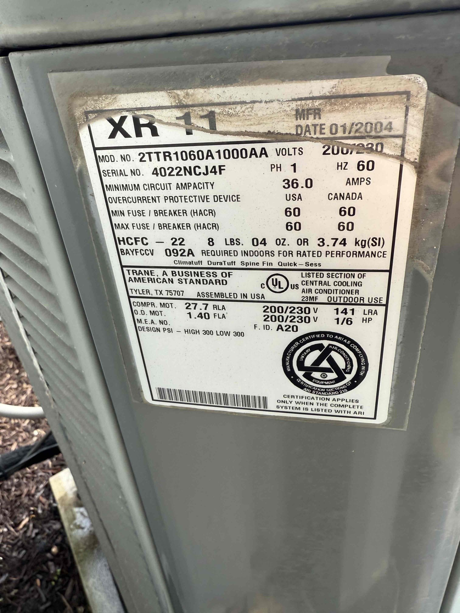 On arrival inspected heat pump and discovered there is no heat pump on site. Air conditioner only and it is currently cycling with heat call. Inspected thermostat and thermostat is sending both heat and cooling call. Believe problem was discovered during summer because the gas is shut off to the furnace. Additional problem with system, the blower motor is not cycling, ( 15mfd @15.06 ) which is likely what caused the unit to freeze because there is an outdoor ambient kit installed to prevent freezing during cold weather. Due to the age and the amount of failed parts recommending replacement as well as the uncertainty of furnace conditions with the gas being turned off. If repairs were made combustion should be performed on furnace.
Furnace on landing on top floor 10ft ladder required/duct jack for replacement 