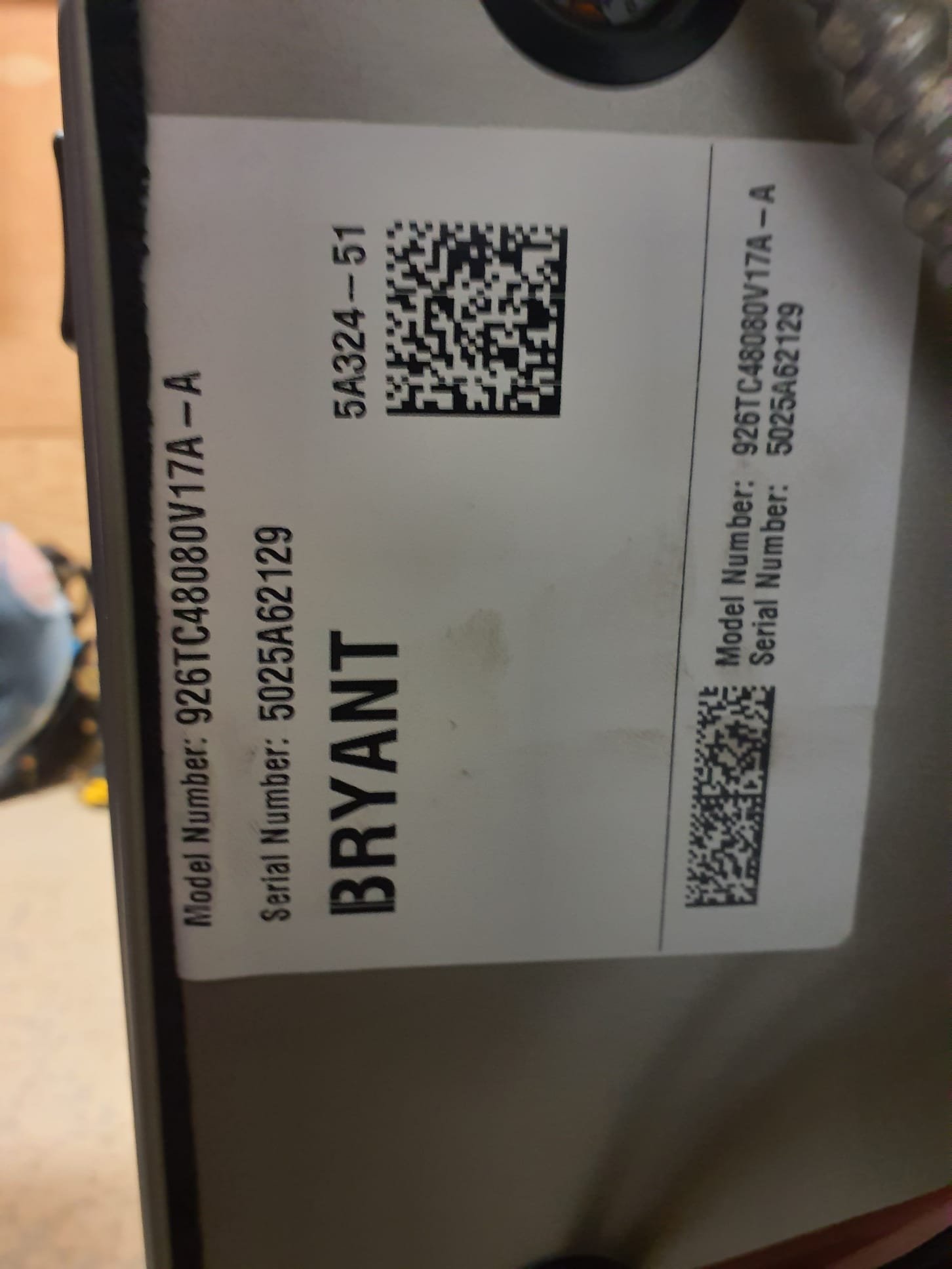 
Install new Bryant HVAC system

Equipment:
Furnace- 926TC48080V17 
Serial# 5025A62129
Preferred, 96" AFUE, Two Stage, 4-Way Multipoise, VCT ECM, 
Gas Furnace, 80K, 17" width
AC- GA4SAN53600N 
Serial# 5025X90814
13.4 SEER2 Single-Stage Air Conditioner with Puron Advance Refrigerant 
R-454B, 3 Ton
Coil- CVAVA3617XMAEAAA
Serial# 4625J71490
.

Installation:
*Reconnect to existing gas line and high voltage electric
*Transition to existing supply and return ductwork
*Start up and commission the new system

Warranty:
10 Year Bryant manufacturers parts warranty (Annual maintenance must be performed)
2 Year Westin Air labor warranty (Annual maintenance must be performed)


