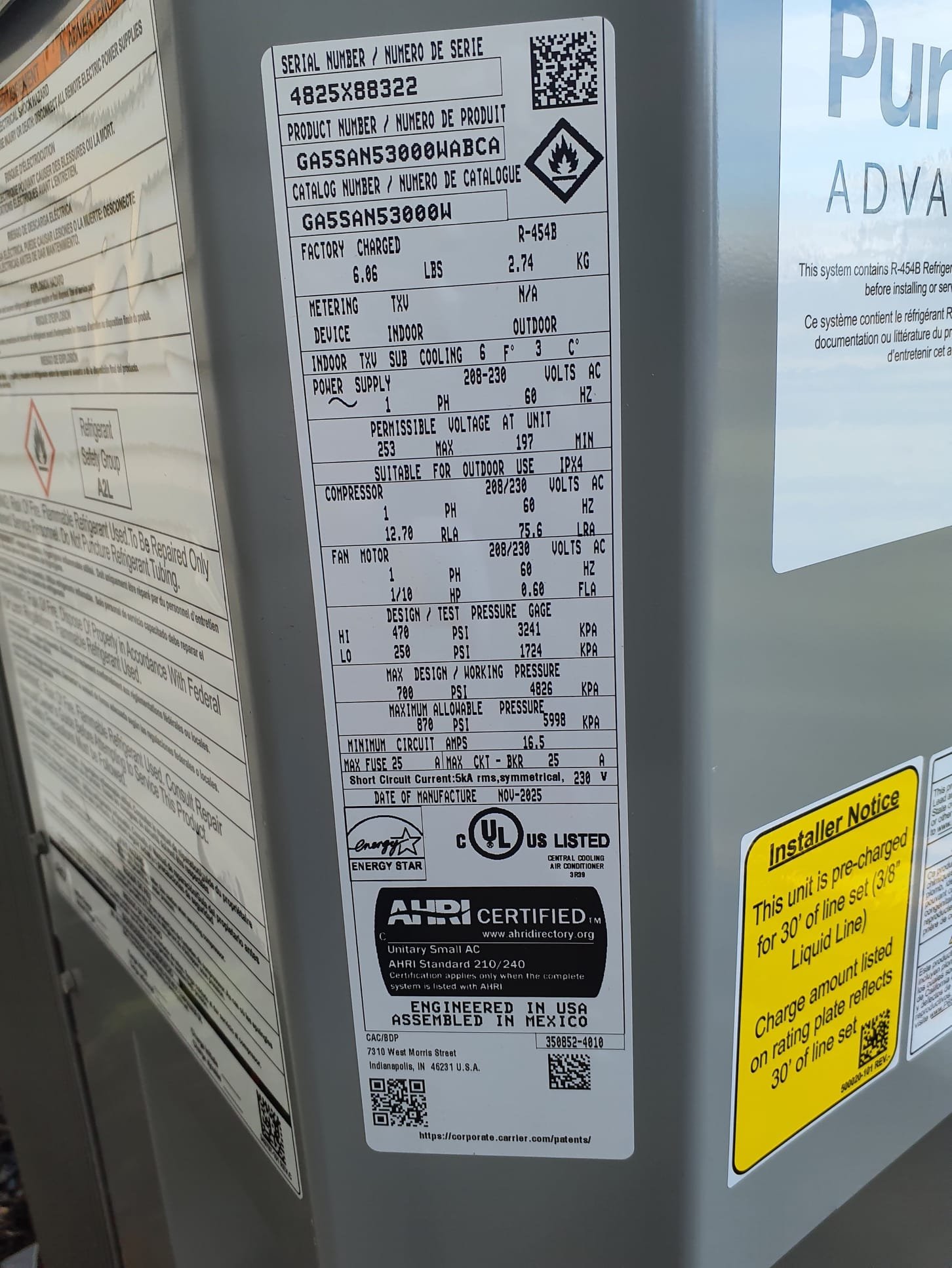 
SOLD: 01/06/2026 7:40:36 AM - Option 2

Install New Bryant HVAC System 
Bryant Preferred 2-Stage Gas Furnace
Model #: 927TA48080V17A-A
Serial #: 5025A58539
80,000 BTU's - 97% AFUE
Bryant Single-Stage Air Conditioner
Model #: GA5SAN53000WABCA
Serial #: 4825X88322
2.5 Ton - 14.3 SEER2
Puron Advance Refrigerant, R-454B
Matching Cased Coil: CVAVA3017XMAEAAA
Serial #: 2525J82717
 
Installation:
* Reconnect to existing gas line and high voltage electric
* Transition to existing supply and return ductwork
* Start up and commission new system
* Air Filtration - Aprilaire 1210 (20X25) Media Air Cleaner
 
Warranty:
20 Year Bryant manufacturers Heat Exchanger Warranty (Annual maintenance must be performed)
10 Year Bryant manufacturers Parts & Compressor Warranty (Annual maintenance must be performed)
2 Year Westin Air Labor Warranty (Annual maintenance must be performed)

