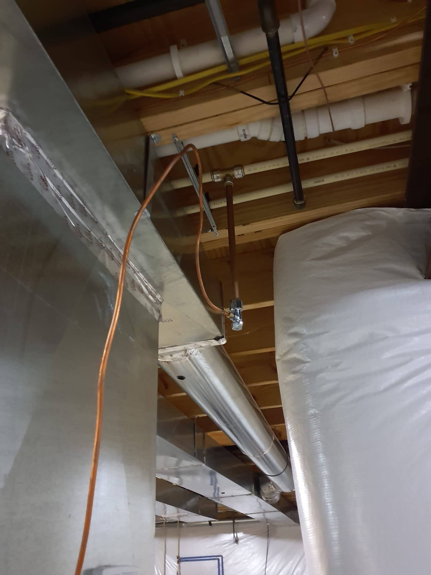 Replace water fitting on humidifier water supply - water line cpvc 3/4. Reconfigure furnace wiring for humidifier to be controlled with heat. Install 2” drain trap on and install T fitting for drain on 3/4 pvc drain. 