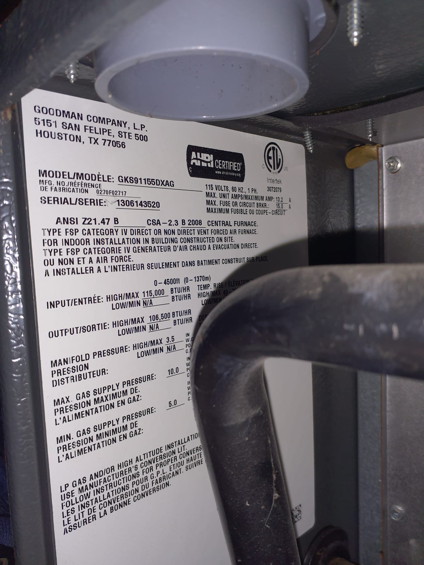 Upon arrival, system was operating with no unusual noises heard. Initial inspection of furnace shows that the collector box has started leaking and should be replaced to prevent future water damage to other components. During first fire off test, the blower and inducer motors came on with no unusual noise. After about 20 seconds, the blower motor started to make a high pitched whining noise. Noise lasted for approximately 10 seconds before going away. The noise is due to bearing failure in the motor. Blower motor is prone to fail at any moment and urgently needs replaced. System is currently operating in heat. 