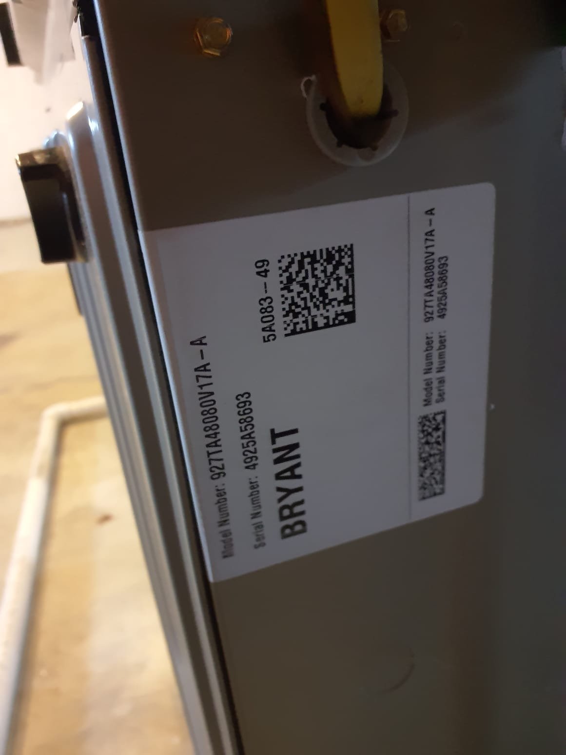 
01/23/2026 9:51:37 AM - Option 1

Install New Bryant Single (2) Stage Gas Furnace
Model #: 927TA48080V17
Serial #: 
80,000 BTU’s - 97% AFUE
 
Installation:
* Additional Services - New PVC furnace vents. Level 2 
* Reconnect to existing gas line and high voltage electric
* Transition to existing supply and return ductwork
* Start up and commission new system
* 1" Standard Filter Rack
 
Warranty:
20 Year Bryant manufacturers Heat Exchanger Warranty (Annual maintenance must be performed)
10 Year Bryant manufacturers Parts Warranty (Annual maintenance must be performed)
2 Year Westin Air Labor Warranty (Annual maintenance must be performed)

