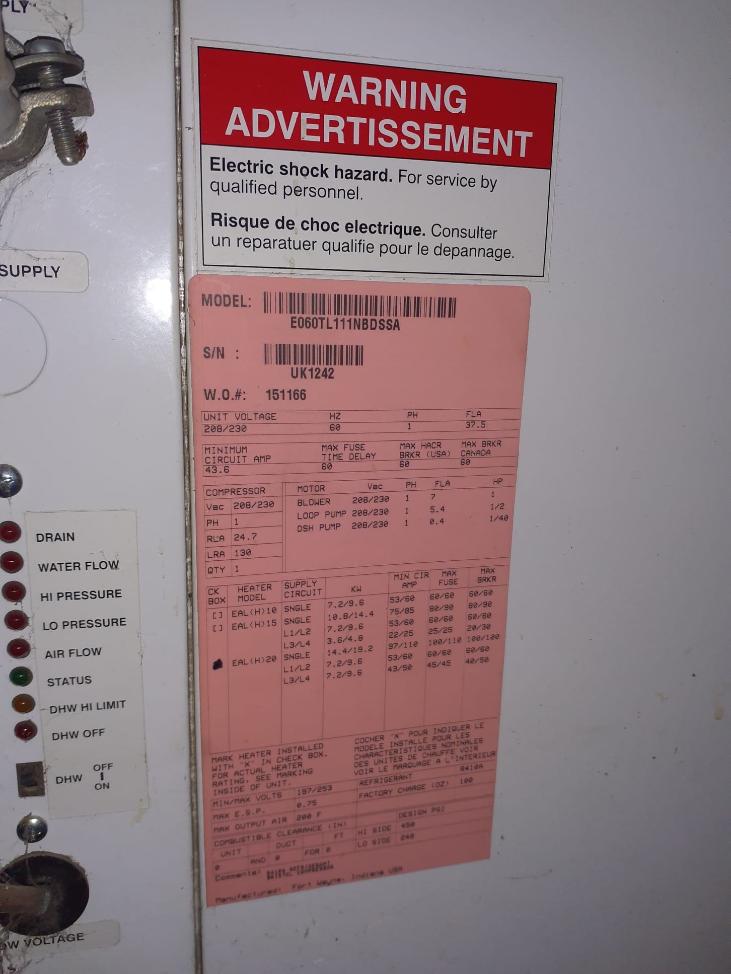 Inspection of geothermal unit shows that domestic water line portion of geothermal hot water generator setup is leaking water. Shut off water supply lines to geothermal and turn off HWG switch. This will not hinder geothermal operation. Test ran system in geothermal heating. No other issues with geothermal heating were found or suspected. Cathy will be notified to draw an estimate for full system replacement since the current repair in not possible.