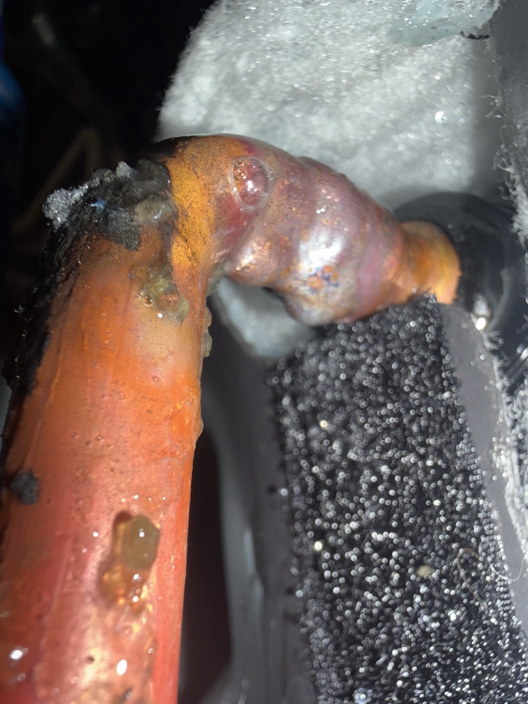 Found leak in same spot from previous repair. Need to return and perform repair again.