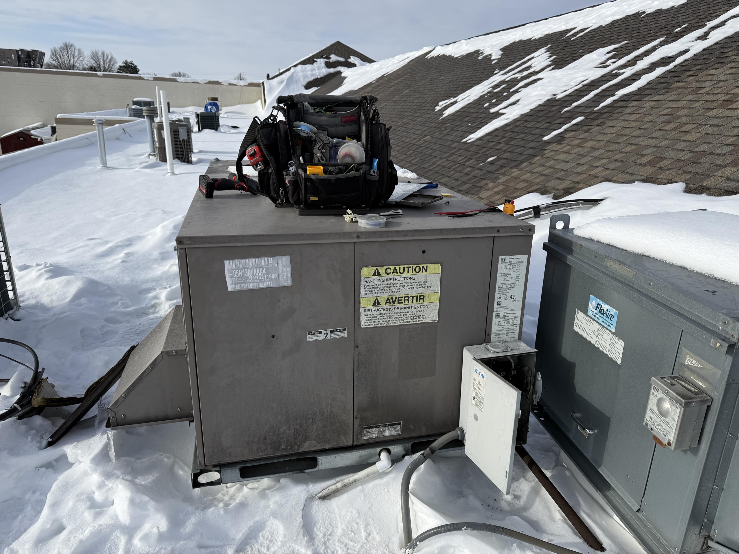 Resettable fuse failed
Jumped past it to test operation
Combustion fan (inducer motor) failed 
Inspected heat exchanger, giant hole in it
Due to condition of the system, we recommend unit replacement 