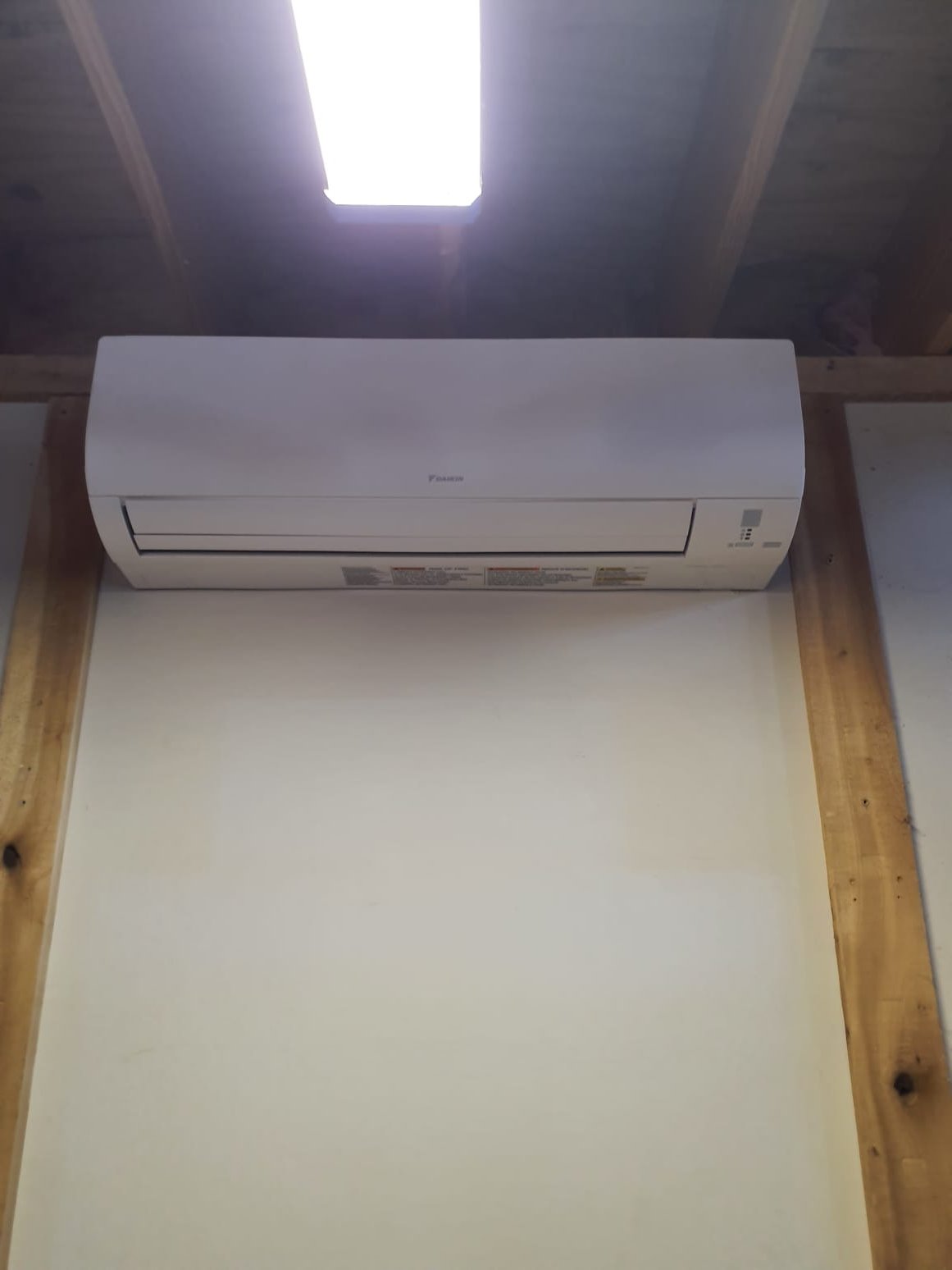 Install new single zone Daikin ductless system for Barn
FTXV Aurora Single Zone Wall Mounted Indoor unit. R-32, 24,000 BTU's
Indoor Model# FTXV24AVJU9 Serial# Y033158
RXT Aurora Single Zone Heat Pump R-32, 24,000 BTU's
Outdoor Model# RXT24AVJU9 Serial # Y019078

Includes:
*Wireless remote control
*Refrigerant line set
*Condensate drain
*High voltage and control voltage from outdoor unit to indoor unit
12 Year Daikin manufacturers parts warranty
2 Year Westin Air labor warranty