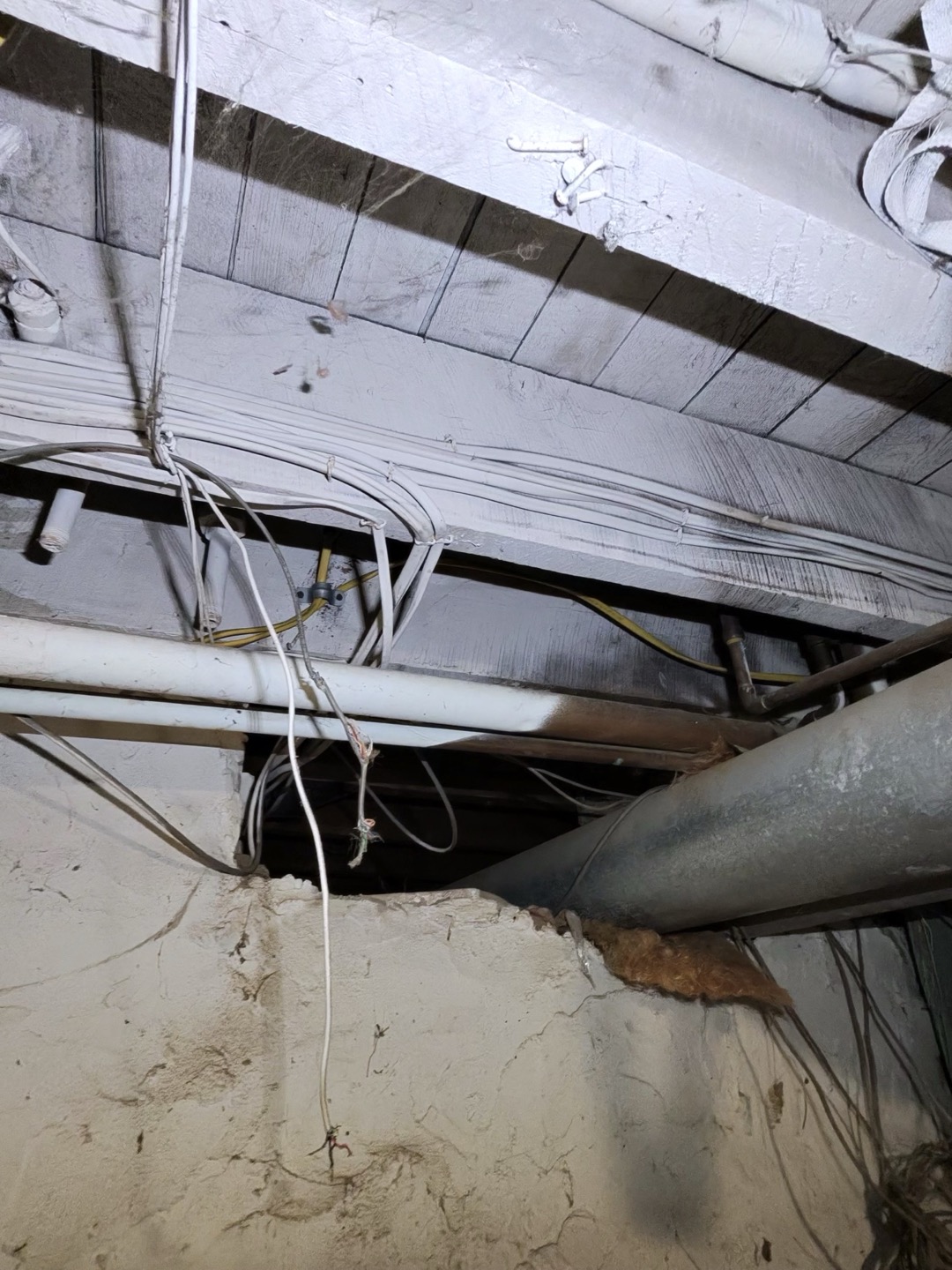 
return with 6” flex insulated, pipe is in crawl space

Disconnect old, shredded ductwork, and reconnect new flex with insulation. Informed management of broken low voltage wires near pipe that look related to security, no errors known as of now. 
