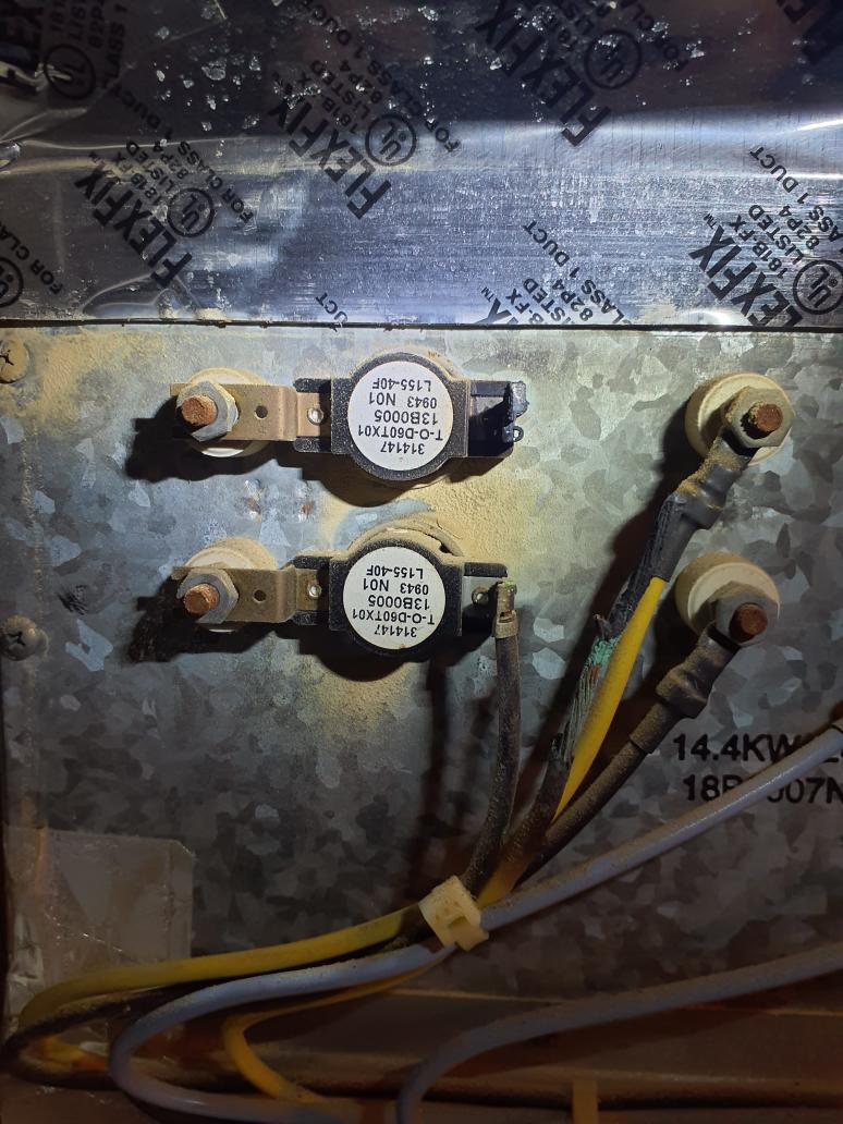 First floor system tripping 60A breaker to thr 10kw section of the auxilairy heater kit.
Tested heat kit with Ohm meter. Banks 1 and 2 on the 10kw side measure 11ohms each
5kw bank 3 measured open
Found burnt wire on the 5kw 3rd bank melted and touching bank 1 wiring. 
Repaired burnt wire.  Verified correct operation of all 3 heat elements (19A each)
Found compressor locking out on FP1 fault
freeze protection lockout temperature was 30⁰
Closed loop system has antifreeze solution, cut jumper for FP1 lockout to 15⁰ temperature
System operating properly at this time.