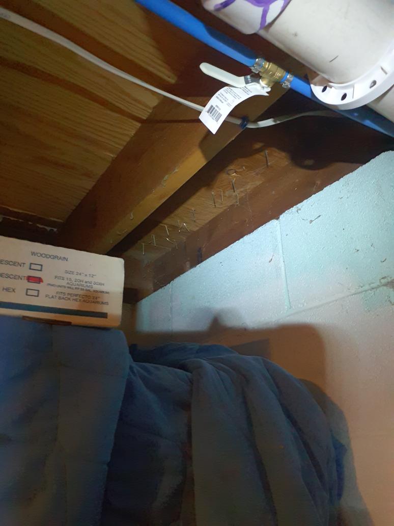 Mini split has a good sized leak inside the outdoor unit.
After removing the service panel, the leak could be heard very clearly

Discussed possibility of adding a supply off of the ductwork to where the small stairs are.

Would like an updated mini split quote, too. 