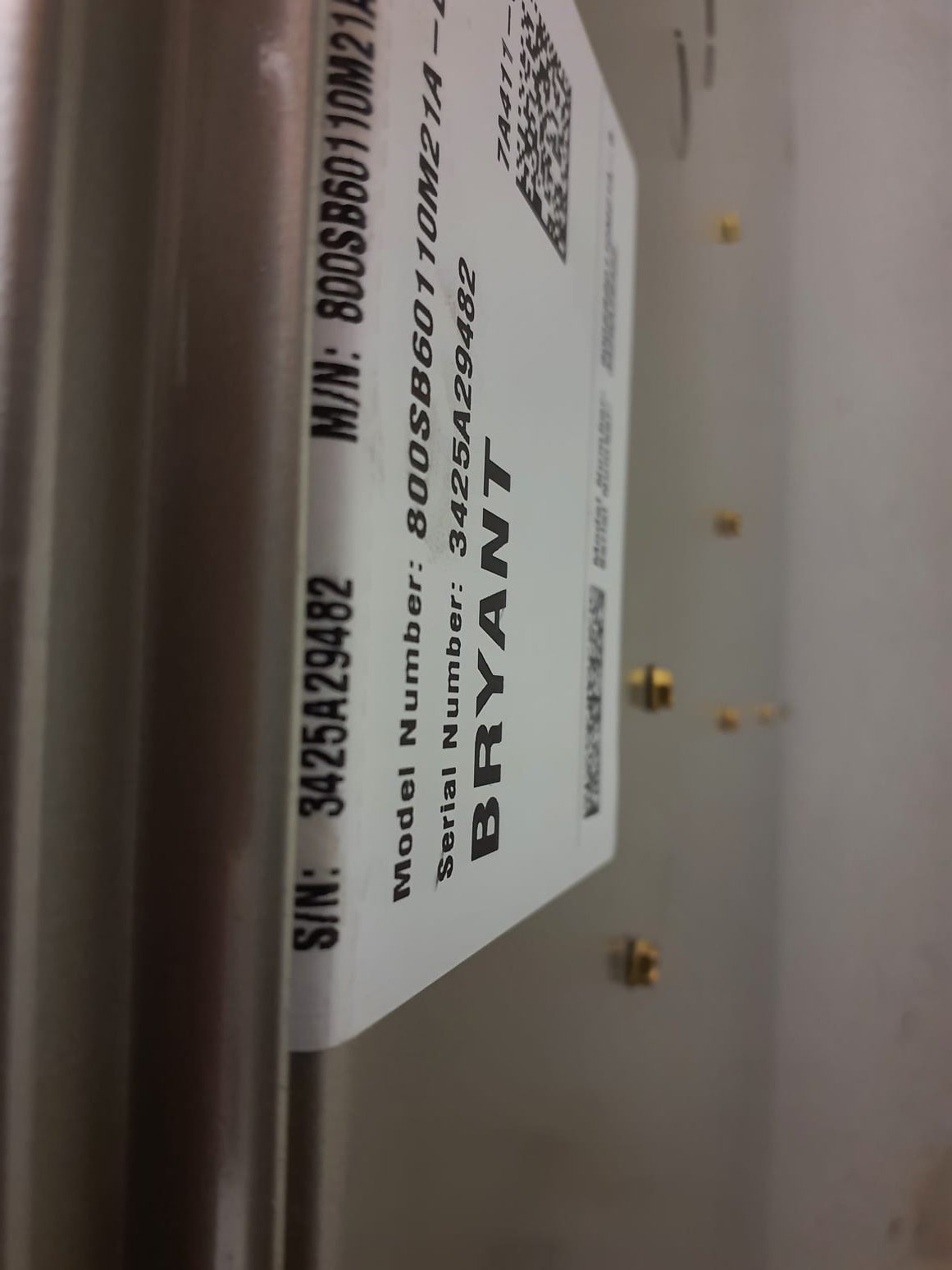 
Install new Bryant HVAC system

Furnace- 800SB60090M21, 90,000 BTU, 800SB Legacy 80, 80% AFUE, Single-Stage, Multi 18-Speed ECM, Non-Condensing Gas Furnaces
Serial# 3425A29482
AC- GA4SAN56000N, 5 ton, 13.4 SEER2 Single-Stage Air Conditioner with Puron Advance Refrigerant, R-454B, 5 Ton, 208/230 Volt, 1 Phase, 60 HZ
Serial# 0426G00257
Coil- CVAVA6021XMA, Cased Vertical V-Coil, Evaporator Coil with Vertex Technology for Puron Advance (R-454B) Refrigerant Upflow/Downflow Cooling and Heating, 5 Ton, R454B
Serial# 1026J46040
*Re-use existing thermostat

Installation:
*Reconnect to existing gas line and high voltage electric
*New Plenum
*New return air drop
*Aprilaire 1210 air cleaner
*Start up and commission the new system
*Remove and recycle old equipment
*New high voltage wire from panel to AC not included in quote if needed

Warranty:
Bryant manufacturers parts warranty (Annual maintenance must be performed)
2 Year Westin Air labor warranty (Annual maintenance must be performed)


