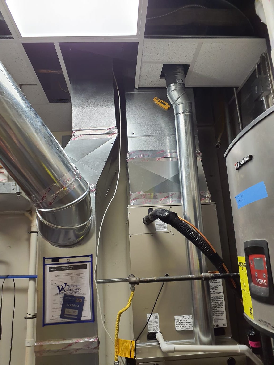 
Install new Bryant HVAC system

Furnace- 800SB60090M21, 90,000 BTU, 800SB Legacy 80, 80% AFUE, Single-Stage, Multi 18-Speed ECM, Non-Condensing Gas Furnaces
Serial# 3425A29482
AC- GA4SAN56000N, 5 ton, 13.4 SEER2 Single-Stage Air Conditioner with Puron Advance Refrigerant, R-454B, 5 Ton, 208/230 Volt, 1 Phase, 60 HZ
Serial# 0426G00257
Coil- CVAVA6021XMA, Cased Vertical V-Coil, Evaporator Coil with Vertex Technology for Puron Advance (R-454B) Refrigerant Upflow/Downflow Cooling and Heating, 5 Ton, R454B
Serial# 1026J46040
*Re-use existing thermostat

Installation:
*Reconnect to existing gas line and high voltage electric
*New Plenum
*New return air drop
*Aprilaire 1210 air cleaner
*Start up and commission the new system
*Remove and recycle old equipment
*New high voltage wire from panel to AC not included in quote if needed

Warranty:
Bryant manufacturers parts warranty (Annual maintenance must be performed)
2 Year Westin Air labor warranty (Annual maintenance must be performed)


