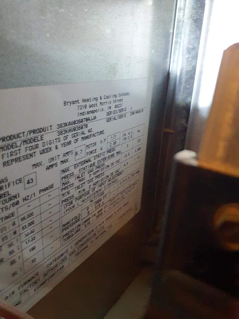 Performed cooling maintenance on a 2001 Bryant
Pulled blower and inspected heat exchanger, since these models are notorious for having cracks at this age
No cracks found in the heat exchanger
Blower capacitor tested in spec
Run tested AC
22⁰ drop across evaporator coil
45⁰ suction line, 65⁰ liquid line 55⁰ outdoor ambient
Tore down and washed outdoor unit
Capacitor tested outside of the tolerance spec
Replaced dual run capacitor
System is running within manufacturer's specifications at this time 

Reconnected a piece of flex duct inside the attic

Signed up for silver maintenance plan