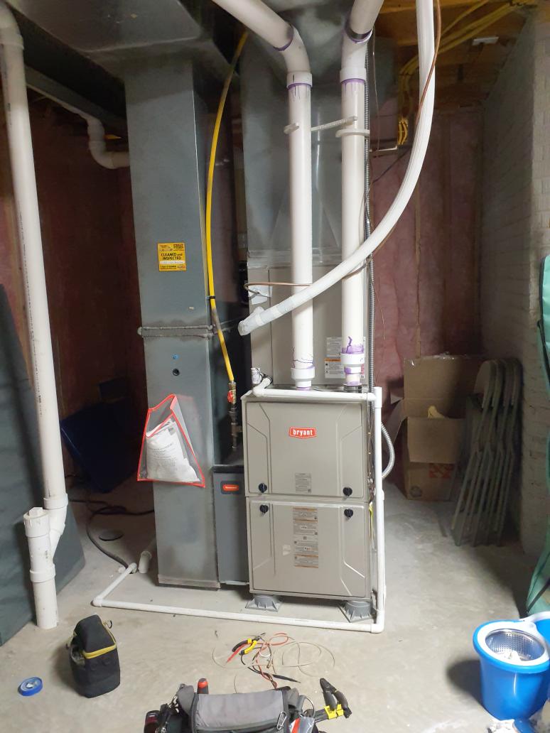 2020 Bryant system
Gas pressure 3.7"
Temperature rise 52⁰ (spec is 40-70⁰)
Cleaned flame sensor
Blower capacitor 34.5mfd (35 rating)
20x25x4 filter is OK
Blower has drywall dust buildup
Approved blower cleaning 
Pulled and cleaned blower 
Took static pressure readings
Set airflow for heating and cooling per the manufacturer's blower chart
Cooling airflow falls perfectly within the 350-400CFM per ton requirement 
Condensate lines are clear
Intake and exhaust pipes show no signs of leakage
Verified equipment registration with Bryant, enhanced parts warranty valid until 6/23/2030
Furnace is in good shape and operating within manufacturer's specifications at this time 