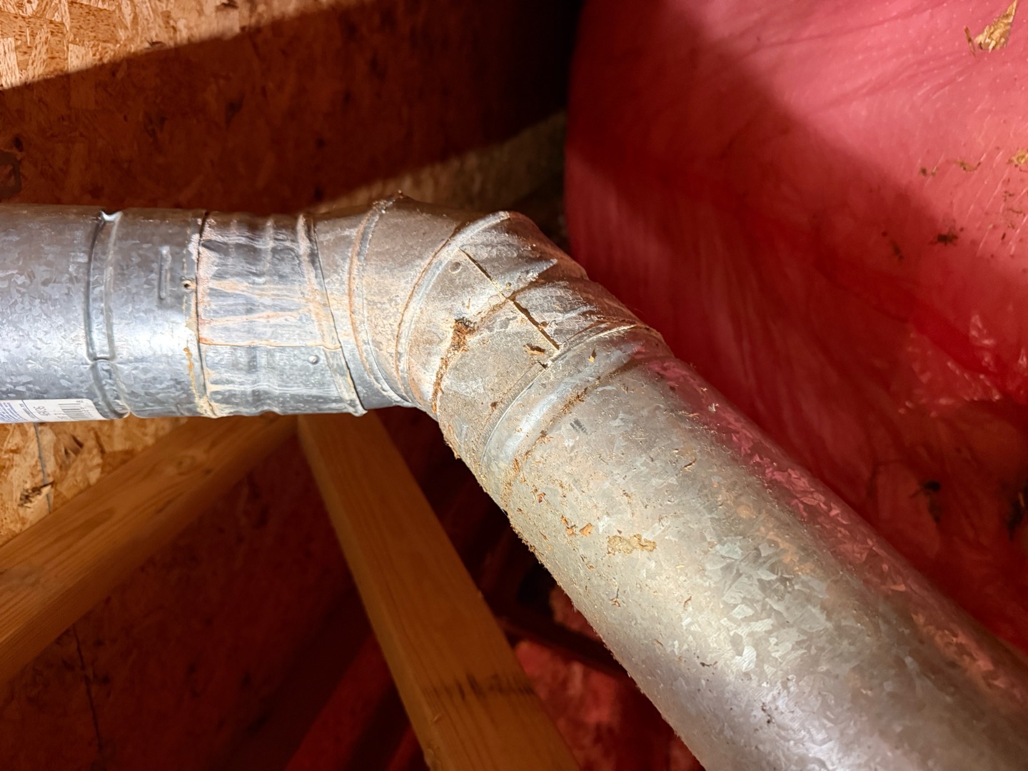 Upon arrival inspected vent in attic and found heavy condensation forming down pipe. Found no main cause of water but discovered pipe was not in use and advised homeowner best route would be deleting the pipe due to no use. 
