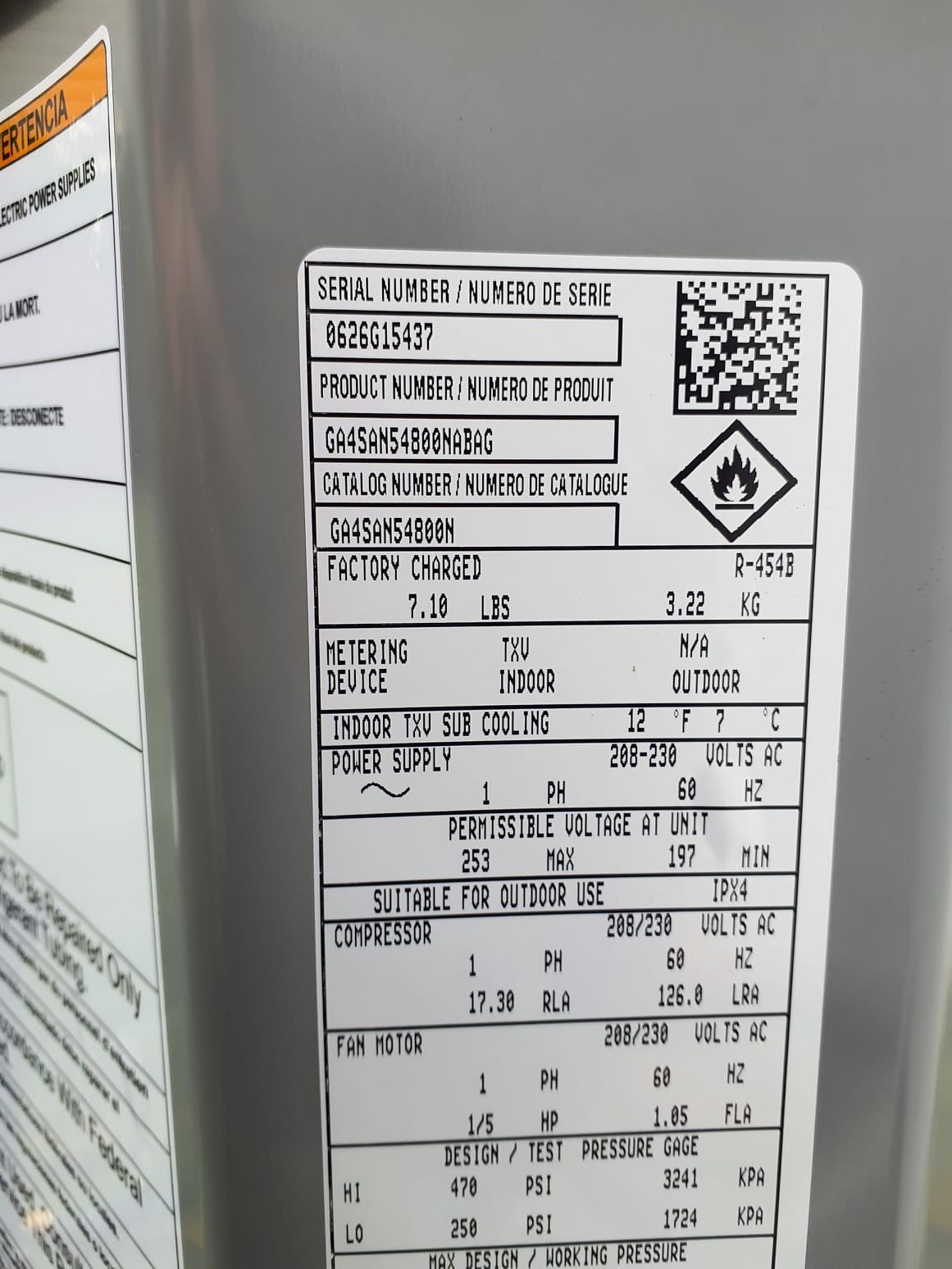 SOLD: 06/16/2026 11:59:10 AM - Option 1 - AC and Coil
Install:
*Single-Stage Air Conditioner 
48,000 BTUs 
14.3 SEER2
Model# GA5SAN54800W
Serial# 0626G15437
*Bryant Indoor Unit (Coil)
Model# CVAVA4821XMA 
Serial# 1626J73664

Installation:
Basic Install Kit
Plenum transition
RX-11 Flush 
PVC drain 
Low voltage wiring 
Outdoor pad  
Disconnect  
Electric wiring whip
 

Warranty:
10 Year Parts Warranty
2 Year Labor Warranty  (Annual maintenance must be performed)
10 Year Compressor Warranty


