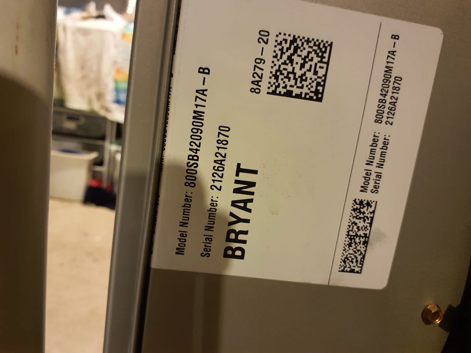 SOLD: 06/30/2026 9:33:02 AM - Option 1- Bryant Full System
Install:
*Single-Stage Air Conditioner
30,000 BTUs •15 SEER2
Model#GA4SAN53000N
Serial#
*Legacy, Single Stage Gas Furnace
90,000 BTUs •80% AFUE
Model#800SB42090M17
Serial#
*Bryant Indoor Unit (Coil)
Model#CVAVA3017XMA
Serial#

Accessories:
Air Filtration - April Aire 1210 (20X25) Media Air Cleaner

Installation:
Basic Install Kit 
Plenum transition 
RX-11 Flush 
Flue pipe 
PVC drain 
Low voltage wiring 
Outdoor pad 
Disconnect 
Electric wiring whip

Warranty:
10 Year Parts Warranty  
2 Year Labor Warranty(Annual maintenance must be performed)  
10 Year Compressor Warranty




