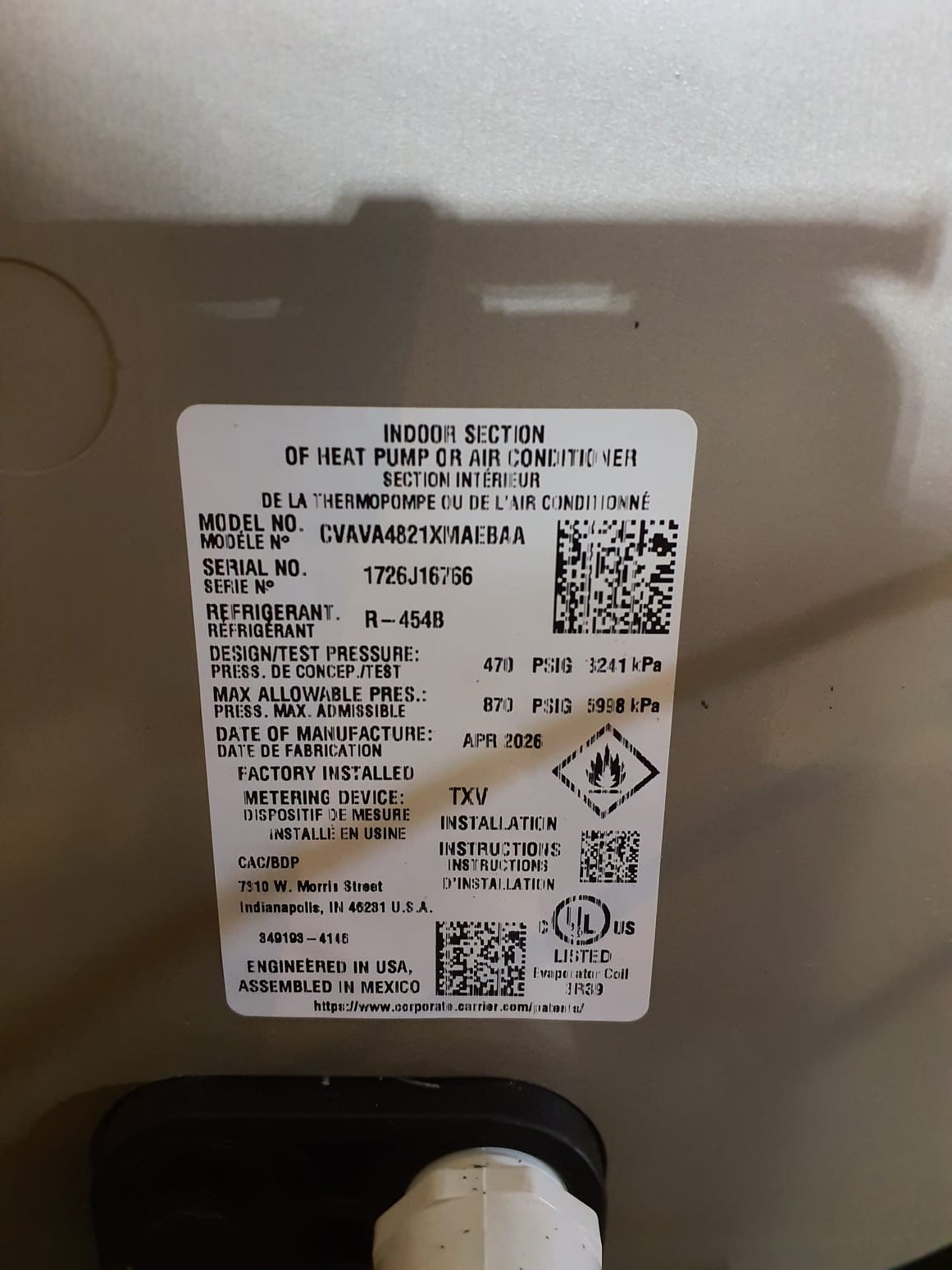 SOLD: 07/03/2026 1:45:21 PM - Option 1 - AC and Coil

Install:
Single-Stage Air Conditioner
42,000 BTUs - 15 SEER2
Model#GA5SAN54200W
Serial#
Bryant Indoor Unit (Coil)
Model#CVAVA4821XMA 
Serial#

Installation:
Basic Install Kit 
Plenum transition 
RX-11 Flush 
PVC drain 
Low voltage wiring 
Outdoor pad 
Disconnect 
Electric wiring whip

Warranty:
10 Year Parts Warranty 
2 Year Labor Warranty( Annual maintenance must be performed)  
10 Year Compressor Warranty



 