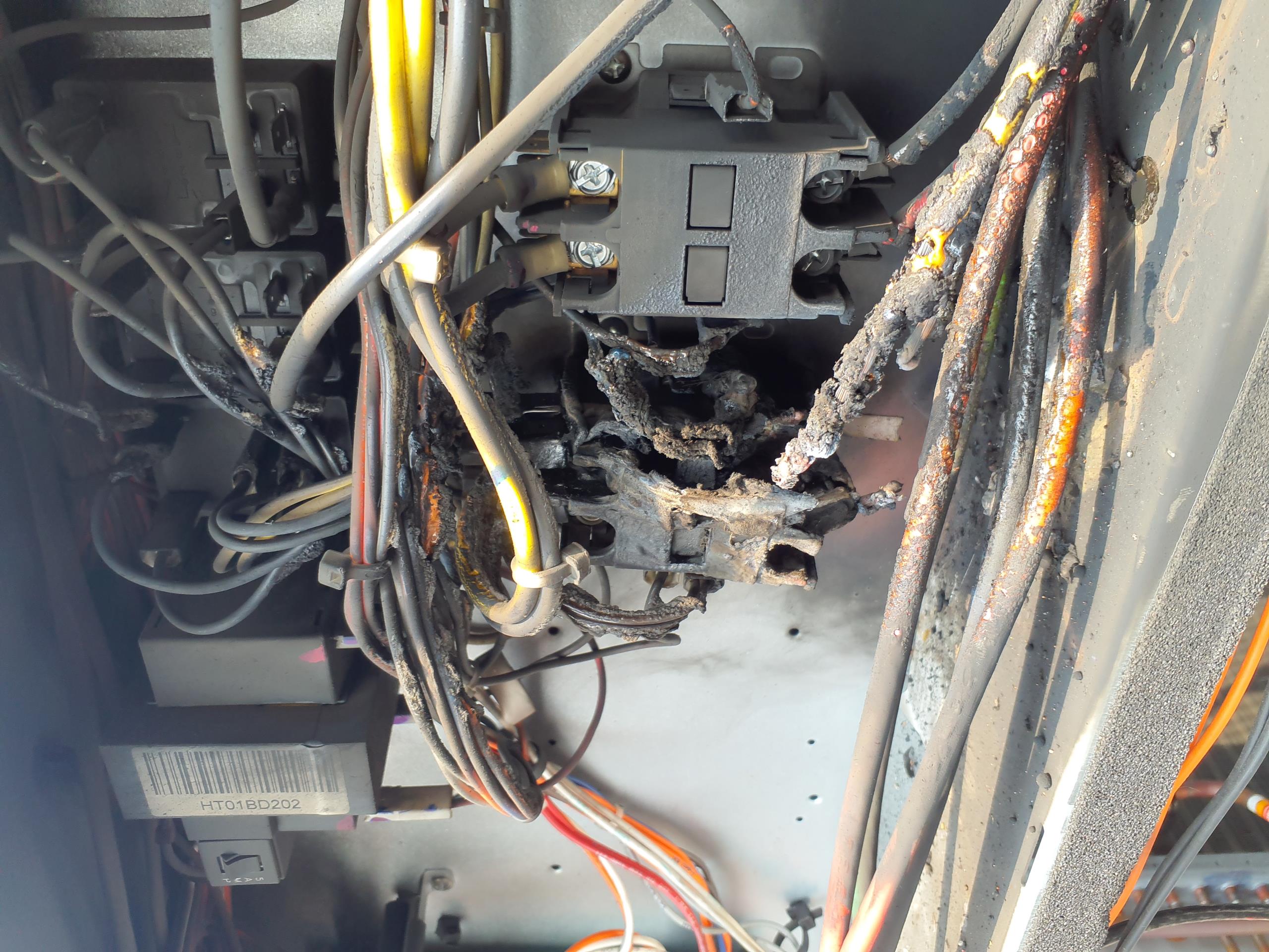 Brand new unit, still under factory warranty
Compressor connections burnt up and caused extensive damage to surrounding wiring.  Per Bryant tech support:
Replace contactors, relays, transformer, capacitor, and wire harnesses
Keep track of time for factory reimbursement

5 days for parts from the factory