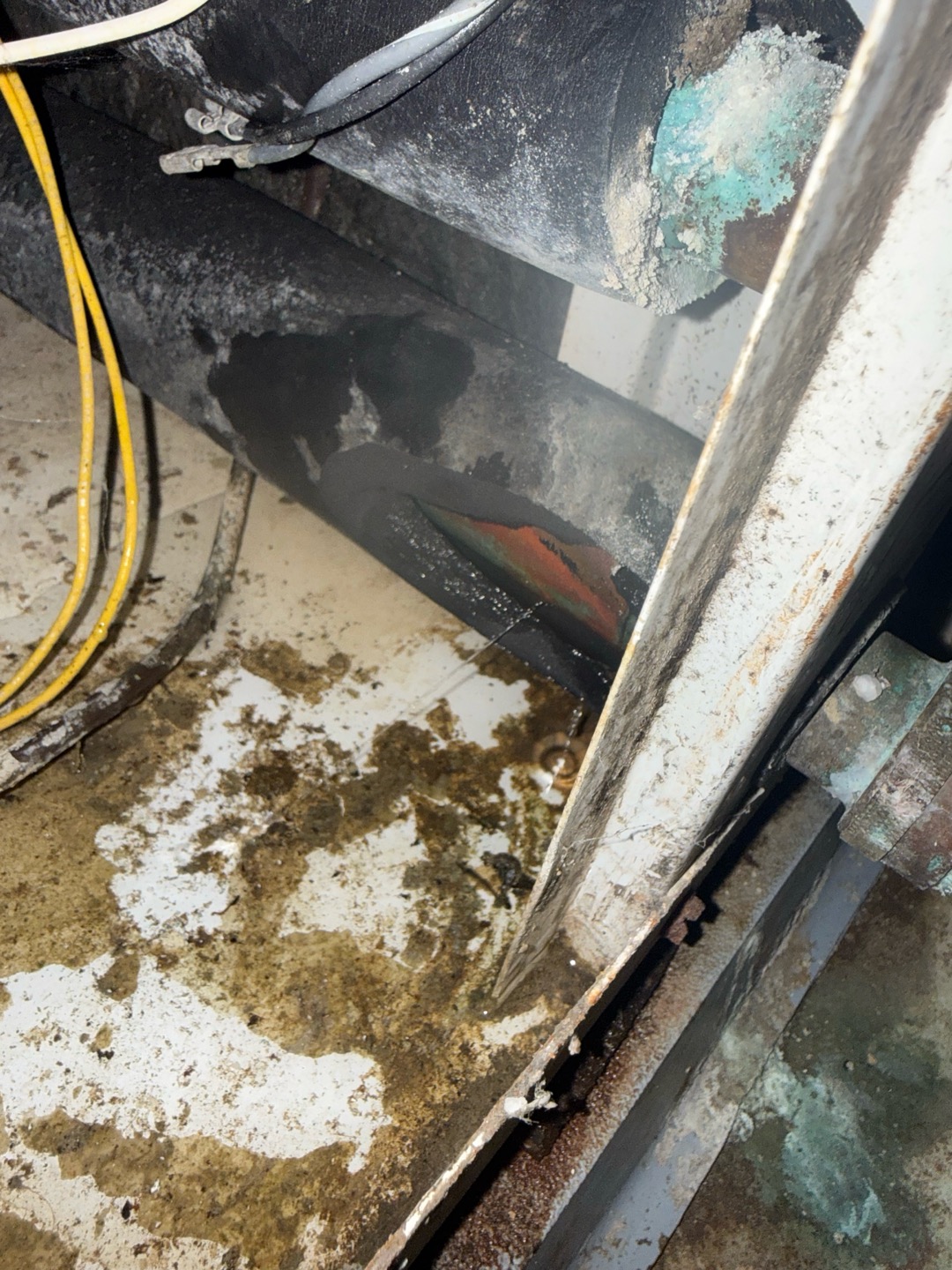 Found leak on Geothermal open loop internally. Attempted braise repair and failed to get rod to seal to the copper line due to moisture. Informed homeowner repair was unsuccessful. Recommend replacement. 
