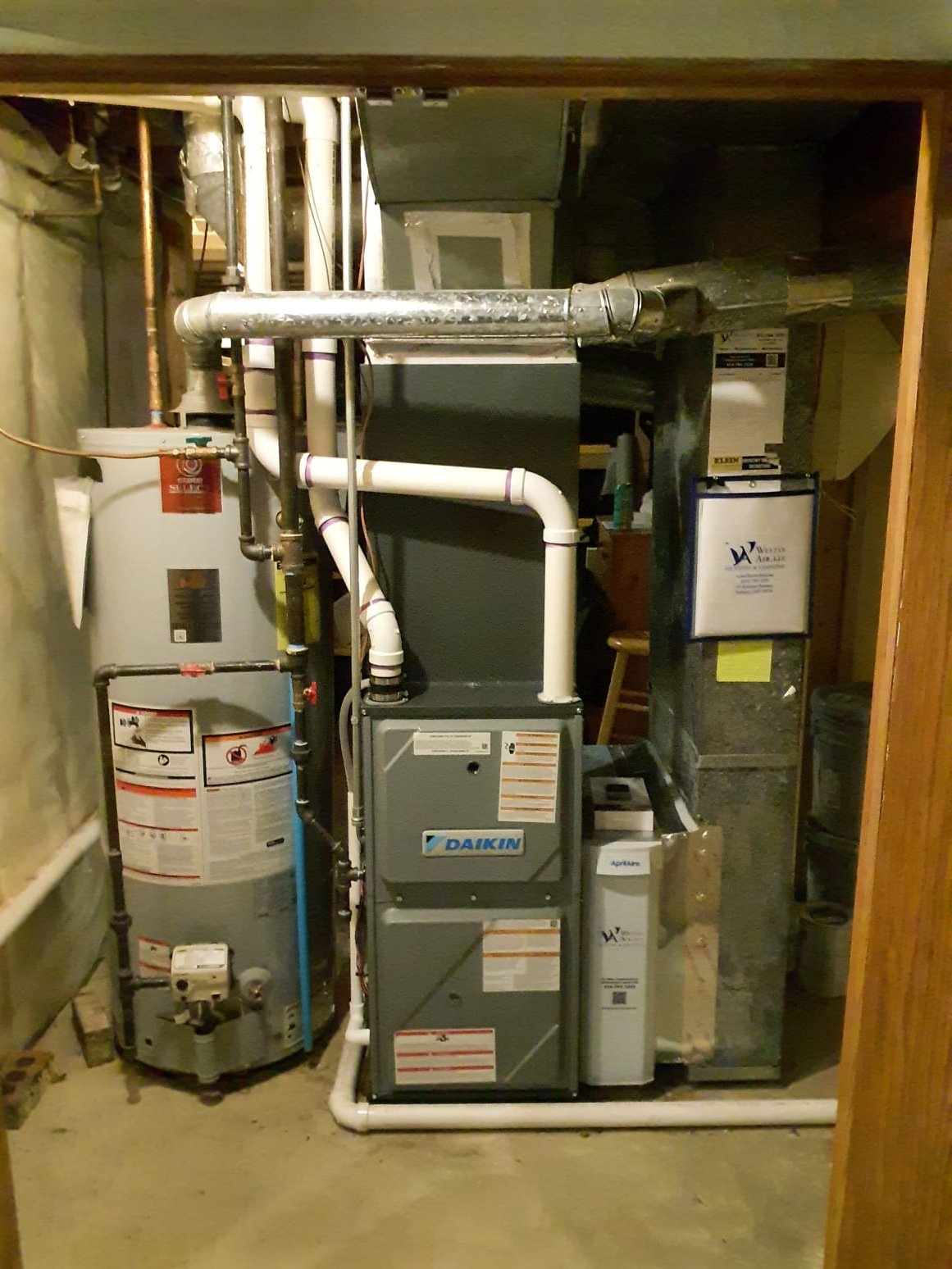 SOLD: 08/18/2026 9:13:32 AM - Option 3
Install:
High Efficiency, Side Discharge Air Conditioner, 36,000 BTUs, 17.2 SEER2
Model#: DC6VSS3610 
Serial#: Y015653 
Two Stage Variable Speed Gas Furnace, 80,000 BTUs, 96% AFUE
Model#: DR96TC0803BN
Serial#: 2605130978 
Daikin Indoor Unit (Coil)
Model#: CAPEA3626B3A
Serial#: 2605130978
Installation:
Basic Install Kit
Plenum transition
RX-11 Flush
PVC drain
Low voltage wiring
Outdoor pad
Disconnect
Electric wiring whip
Accessories:
Thermostat - Daikin Dial 1 Plus Thermostat
Model#:DTST-CWBSA-NI-B
Serial#: AB2501616987
Air Filtration - April Aire 1210 (20X25) Media Air Cleaner
Warranty:
12 Year Parts Warranty
12 Year Compressor Warranty
2 Year Labor Warranty (Annual maintenance must be performed) 
Lifetime Heat Exchanger Warranty







 
