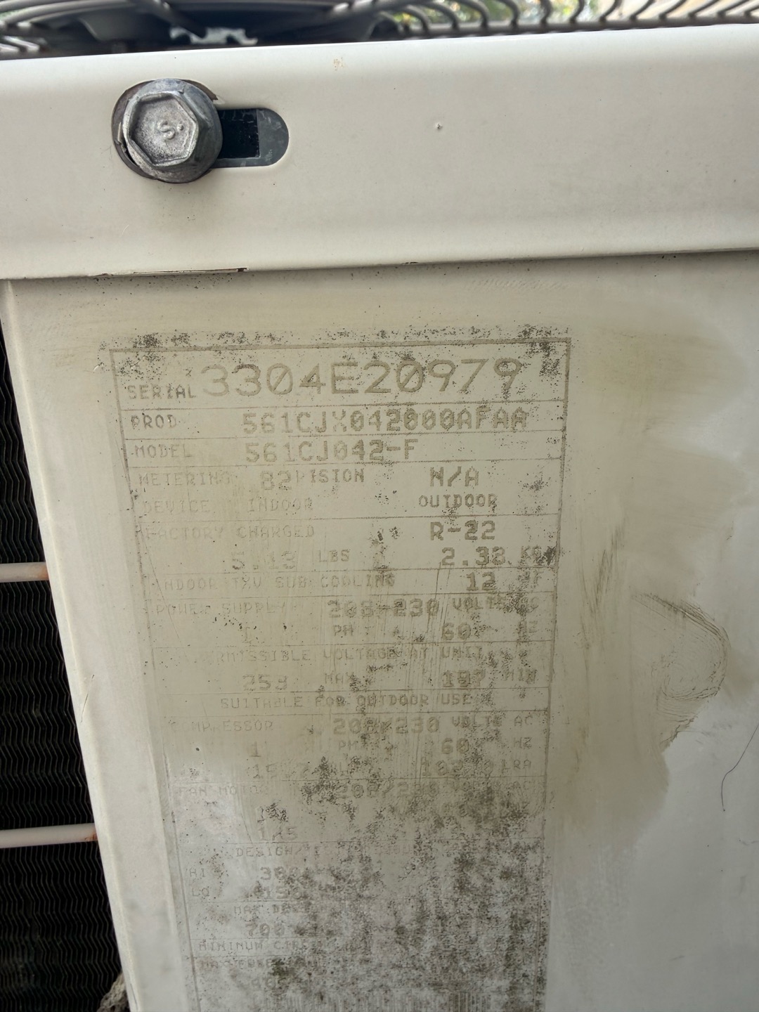 Upon arrival inspected system and found unit low on r22, quoted repair and homeowner interested in replacement quote prior to repairs. Furnace new 2022, A/C only. 
