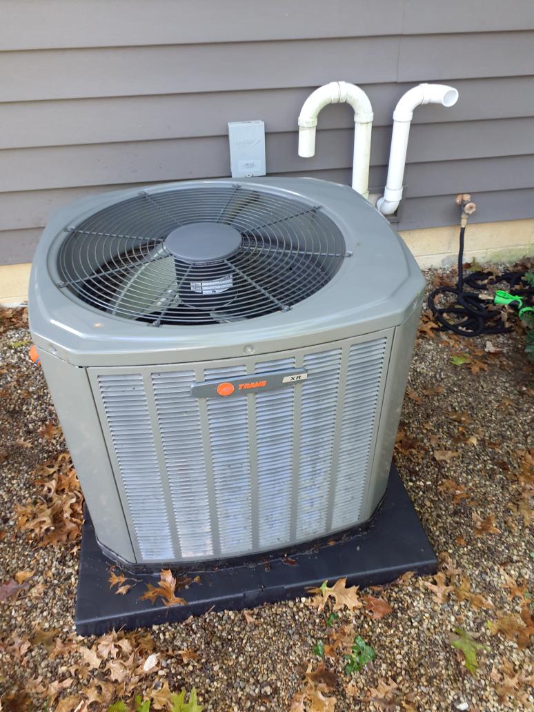 Cooling maintenance 
Temperature difference at furnace is 19.4 degrees 
Air filter replaced in June and some dust visible 
Flushed trap at coil condensate drain
Checked furnace for possible leaks- all surfaces are dry
Clean debris from bottom of condenser unit and spray coils clean 
Check capacitor 45+5@ 45.5+5.2
Compressor @ 8.2 amps
Fan @ 1.1 amps
Temperature split at outdoor unit 28 degrees 
Subcool at 8.8 and within spec
