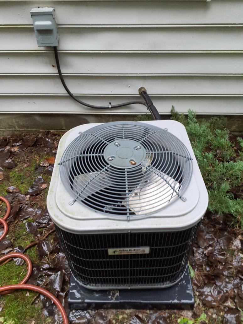 Perform cooling preventative maintenance 
Check filter - replaced with customer filter
Check coil for any buildup or debris on the coil - clean
Inspect furnace blower motor - clean 
Set up thermometers 
Rinse down coil on Outdoor unit 
Check Capacitor MFD 35+5 @36.4+5.1
Check Outdoor fan Amp - 1.2
Check Compressor Amp 6.8
Verify pressures SH/SC within factory spec
Delta T 19.2 degree 
The air handler and AC are running in optimum condition 