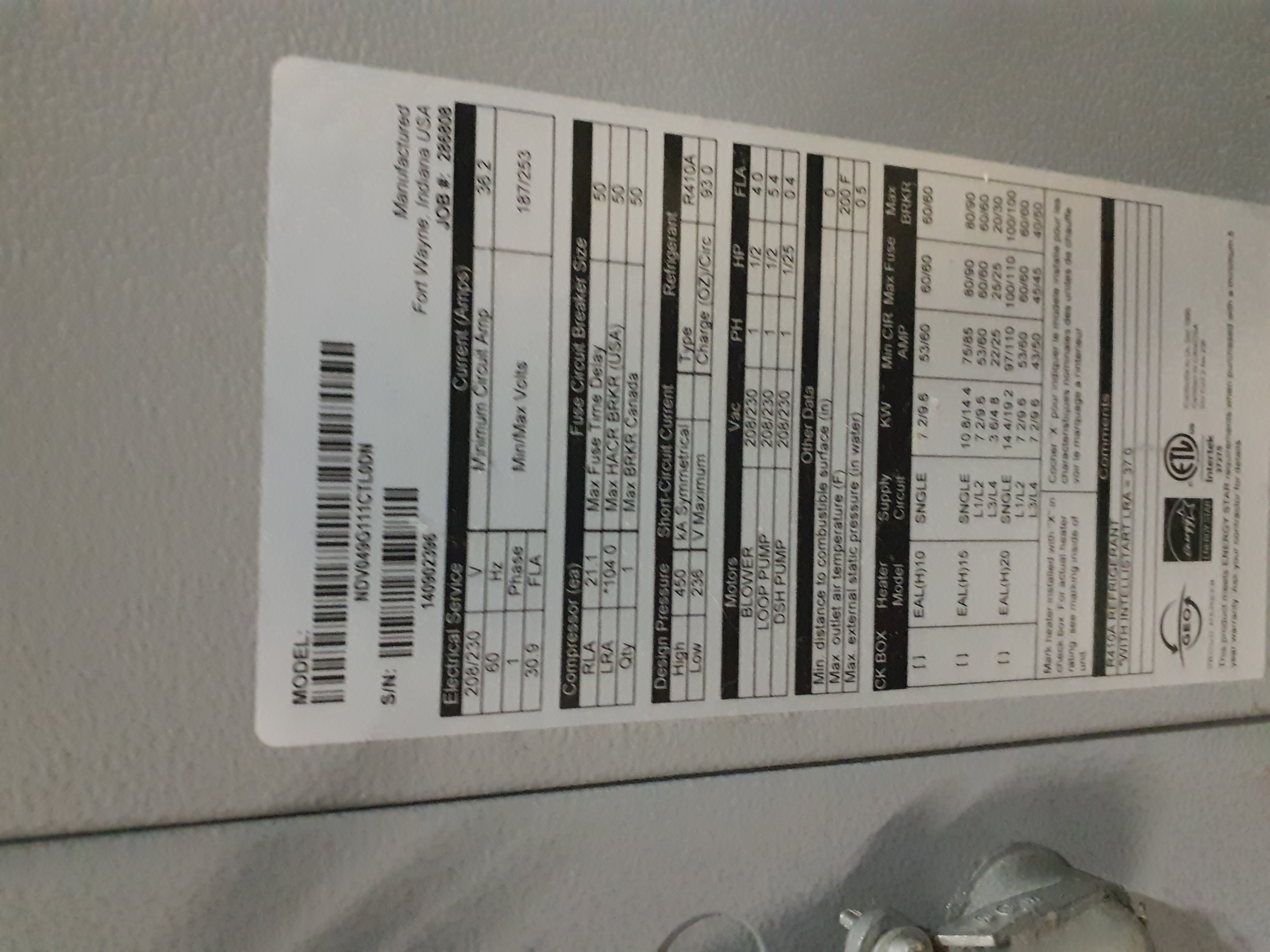 2014 WaterFurnace 5 series package geo.  Last lockout was for blocked condensate.  9 occurances in the error history.  Poured coil cleaner in the drain and let it sit.  Drain is almost 100% clogged.  Tried flushing with hot water.  Drain still wouldn't flow.  Blew out drain line with CO2 gun while pouring hot water.  Drain trap tubing is clear now.  Water now drains almost as fast as it can be poured into the pan.  Advised to pour 2 cups of white vinegar in the drain pan when switching to heat so the trap won't have a chance to allow growth to occur.  Also advised pouring 2 cups of vinegar in the pan once a month during cooling season. Cleared fault history.  System operating normally at this time. 