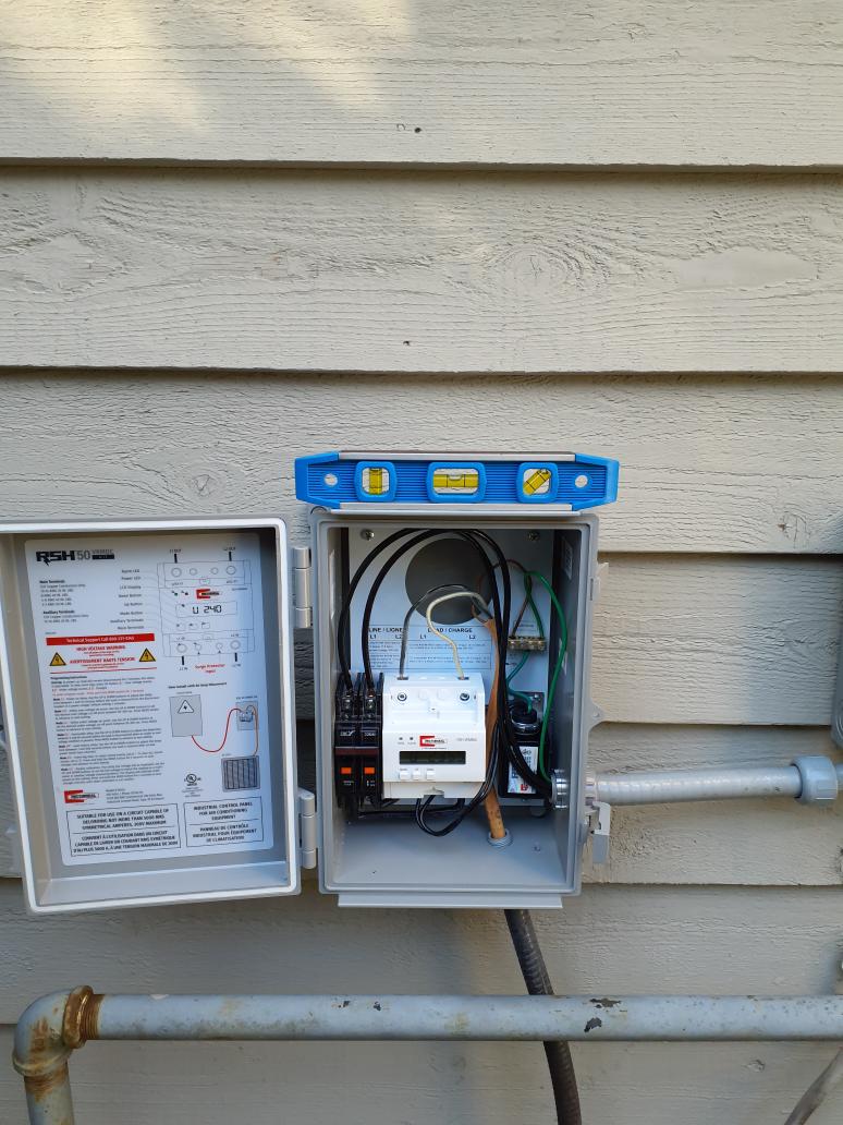 Install a voltage monitor device that ensures only the safe voltage allowed will be provided to the AC unit 
If voltage falls outside this safe range, device will shut down power to protect the AC unit
Device also includes surge suppression built in
Trane cleaneffects door replaced 
Verified communication system recognized new door