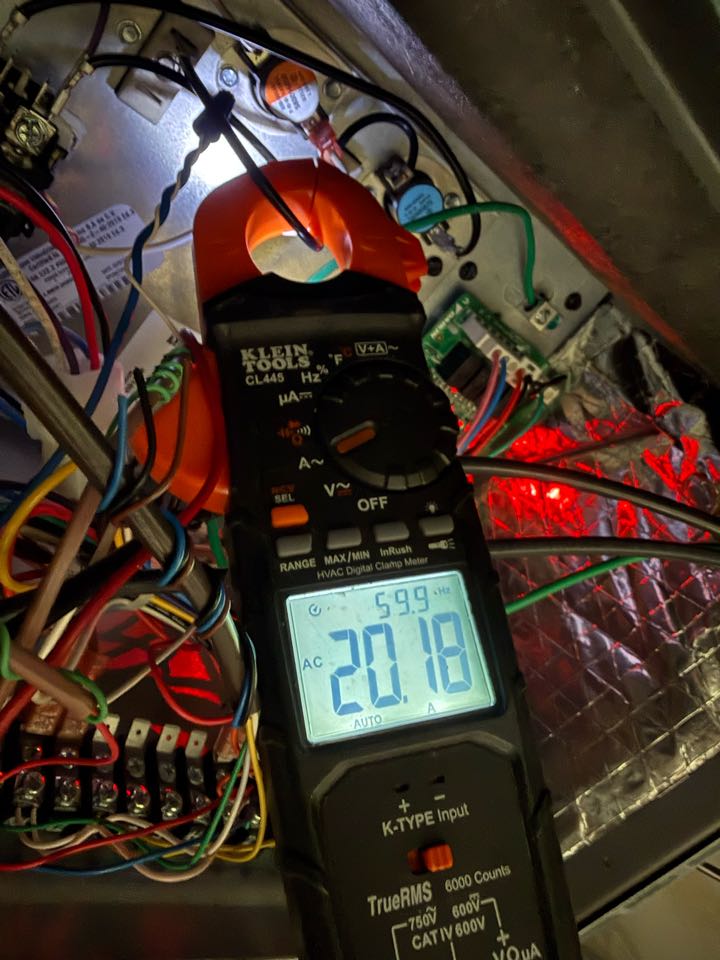 Performed airhandler/heatpump maintenance. Checking for amps on heat strips to make sure they are running 