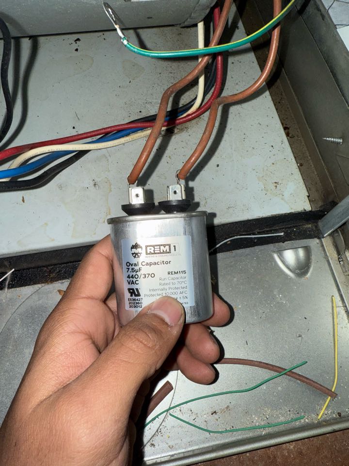 Replaced capacitor for blower motor 