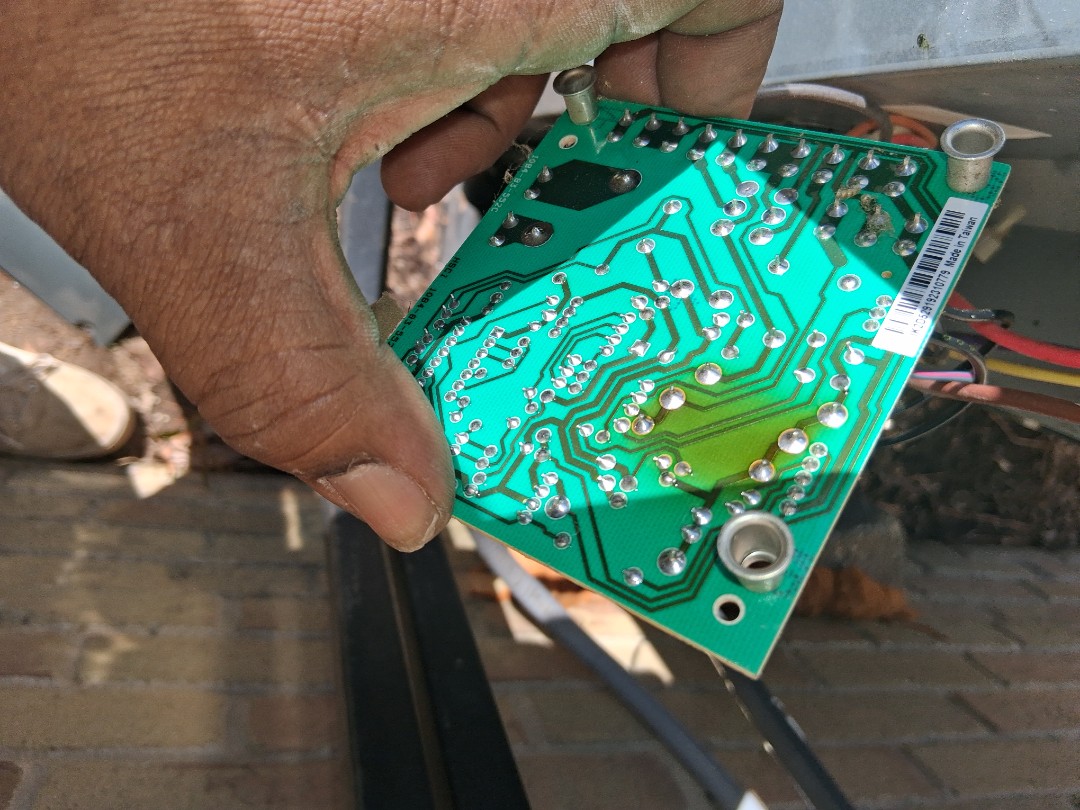 Replaced a defrost board for a heat pump system and also repaired high voltage wiring on the outdoor unit