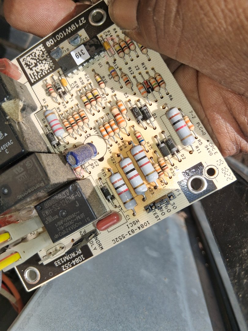 Replaced a defrost board for a heat pump system and also repaired high voltage wiring on the outdoor unit