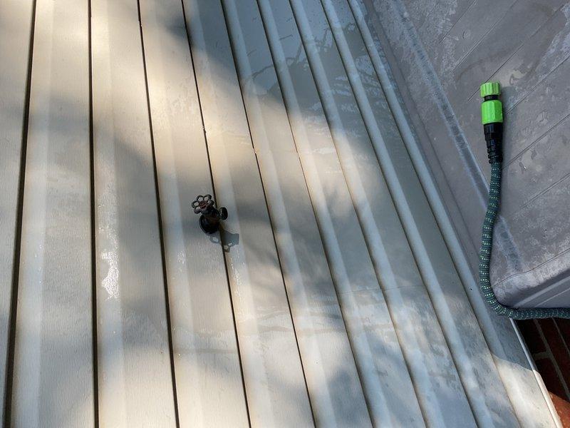 Completed plumbing inspection and documentation of residential fixtures including bathroom toilet water supply connections and exterior hose bib installation. Verified proper operation of shut-off valves, supply lines, and outdoor water access points, with all components functioning within normal parameters.