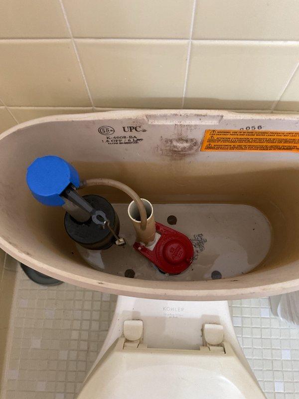 Performed plumbing inspection and assessment of toilet tank components recommend homeowner repair internal toilet parts 