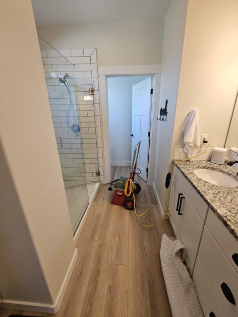 Anacortes, WA - Working on a clogged shower drain. 
