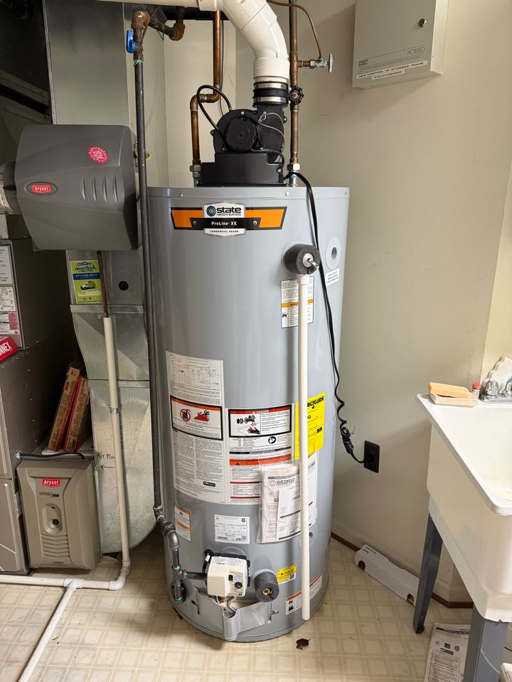 Installed a 75 gallon power vent water heater