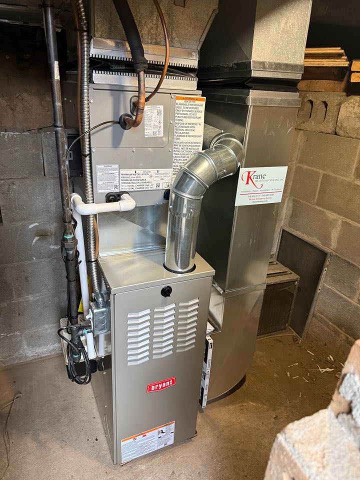 Installed a 70k BTU Bryant 80% efficient furnace