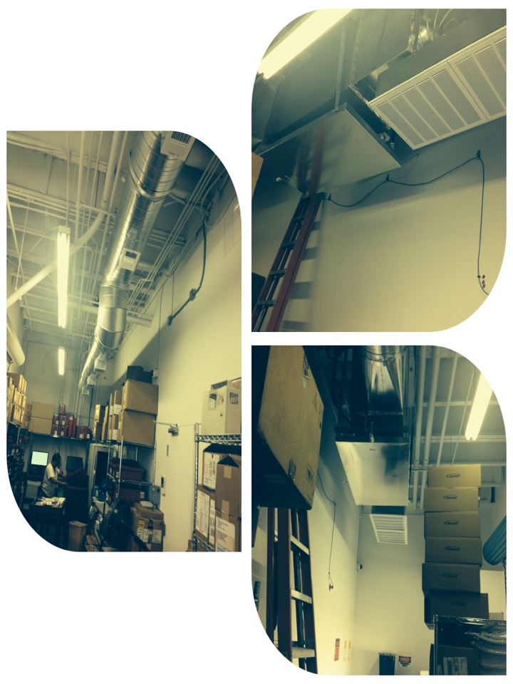 Installing a brand new York 5 ton heat pump split system in a warehouse for a valued commercial HVAC customer near the airport. 