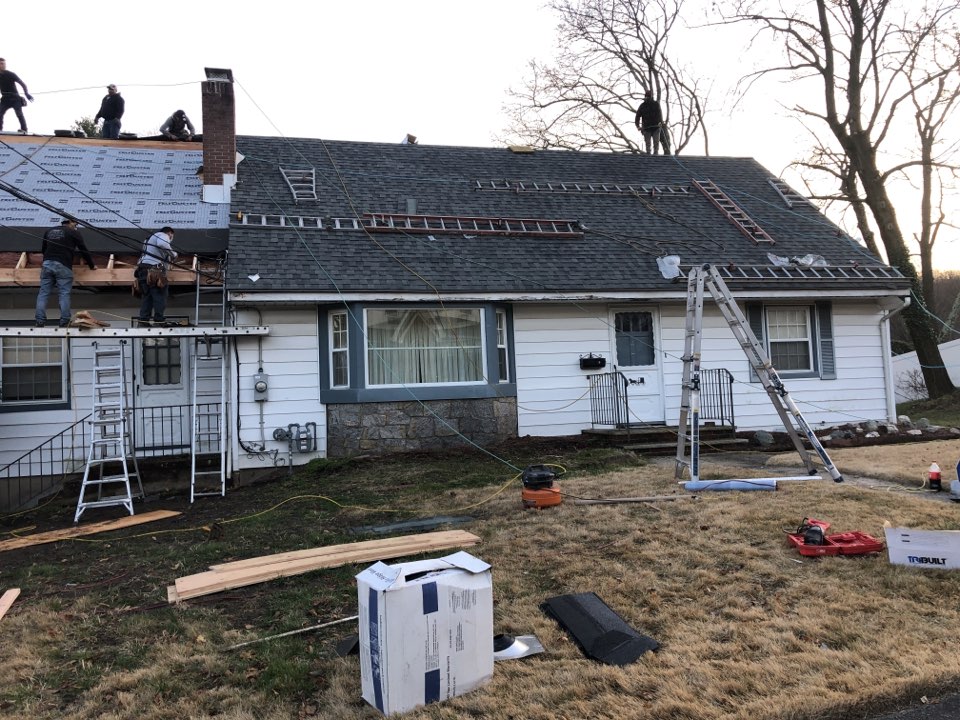 North Haledon, NJ - North Haledon new roof installation with Portico and Dormers designed and built North Haledon, NJ - North Haledon new roof installation with Portico and Dormers designed and built