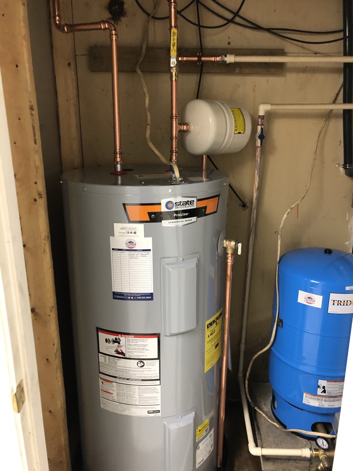 Installed customer supplied water heater and pressure tank in Rhoadesville Va