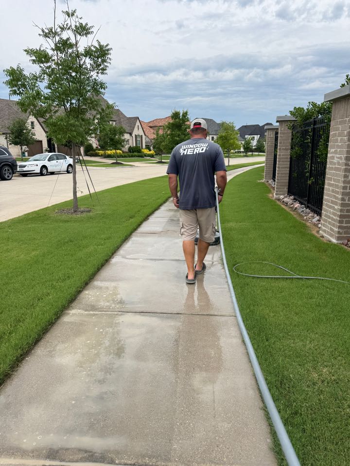 Frisco, TX - Pressure washing driveway and sidewalk in Frisco today! Goodbye mildew &amp; rust! Get your home exterior cleaning done. #pressurewashing #powerwashing