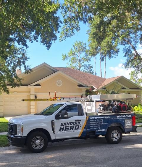 Tampa, FL - We cleaned the chimney cap of grime to please the HOA  We also cleaned leaves and debris from gutter giving it a stoppage free flow!