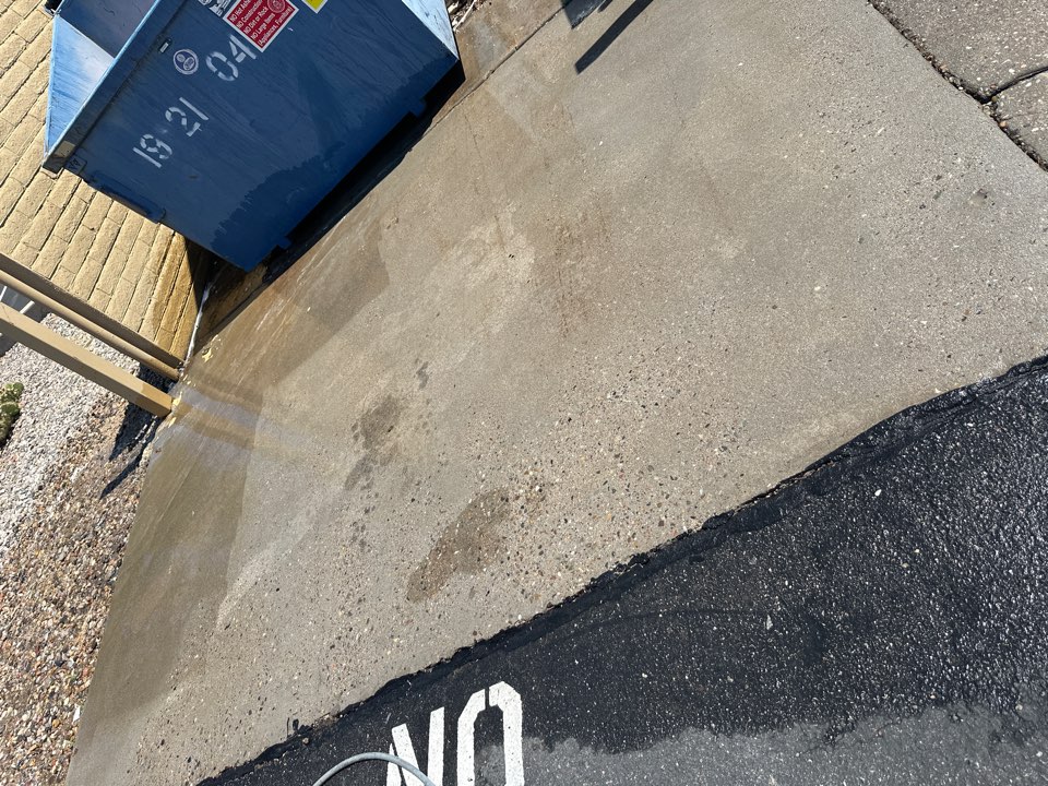 Albuquerque, NM - Doing some power washing for a new property management customer on their concrete and dumpster pads to keep the area looking fresh. Picture is an in process pictures to see a little difference 