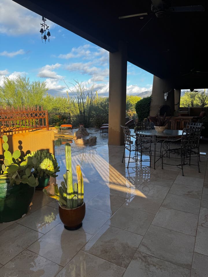 Scottsdale, AZ - Monsoon patio pressure washing in Desert Mountain. 