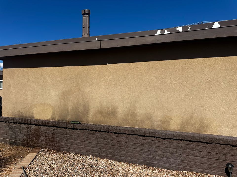 Albuquerque, NM - Partial House wash to remove Fire/smoke soot on the front of this home. Gained a new customer for other services as he was happy with the outcome. 