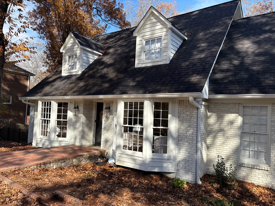Birmingham, AL - Vestavia Hills, Alabama doing a gutter leaf removal to help facilitate proper water flow and drainage throughout gutter systems, a soft wash of the exterior of the home, cleaning mold, mildew and grime off of the house to provide a renewed finish, and finishing with an exterior window cleaning to provide a street free finish on the windows.