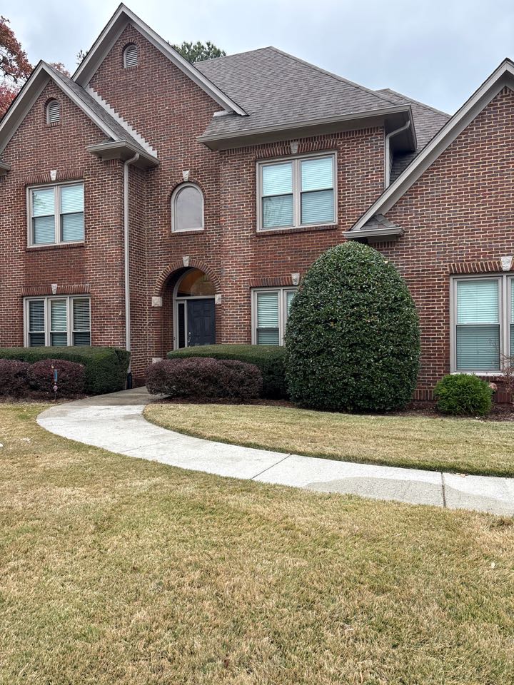 Birmingham, AL - Birmingham, Alabama doing an exterior window cleaning with a soft washing of the frames and sills to remove dirt and grime creating a nice clean streak free finish.