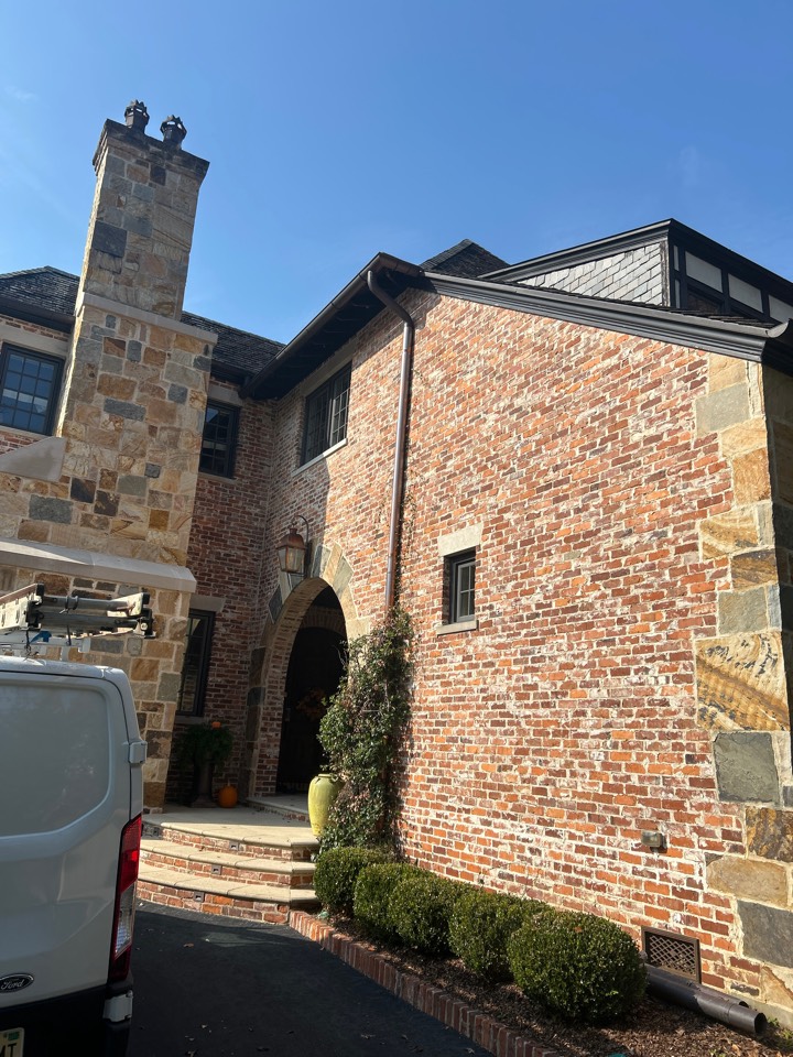 Birmingham, AL - Did a gutter, clean out here, and installed mesh protectors in downspouts